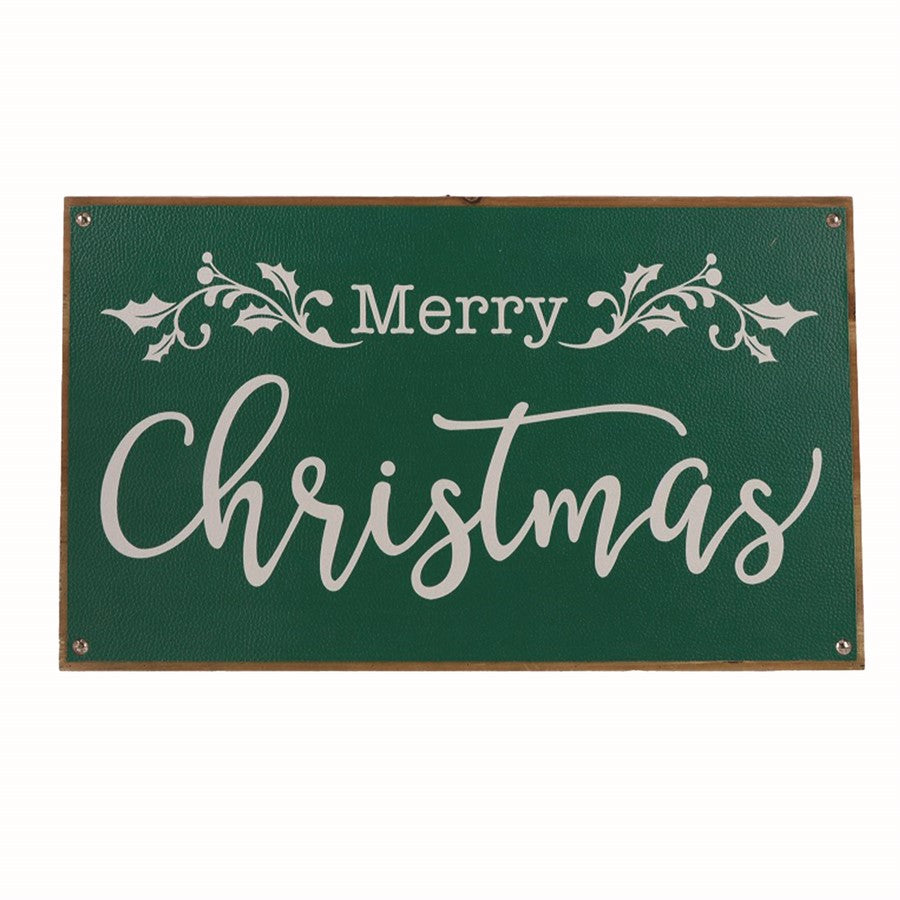 Melrose International Merry Christmas Sign 20"L, Green/Brown - 86119DS