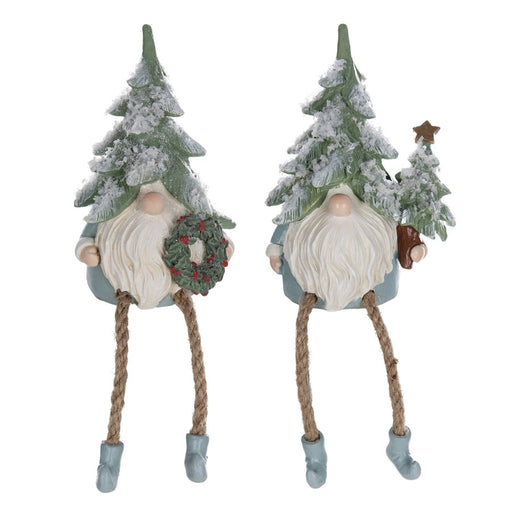 Melrose Pine Tree Gnome Shelf Sitter Figurine, Set of 6, Green/White/B - 86125DS