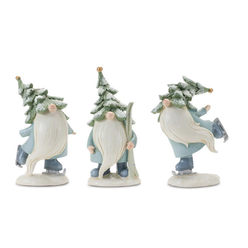 Melrose Pine Tree Gnome/Skis/Skates, Set of 3, Green/White - 86128DS