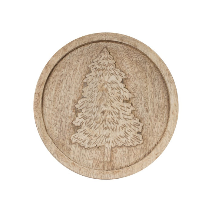 Melrose International Natural Wood Holiday Trivet, Set of 2, Brown