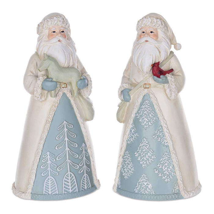 Melrose International Winter Santa Figurine, Set of 2, Cream/Red/Green - 86148DS