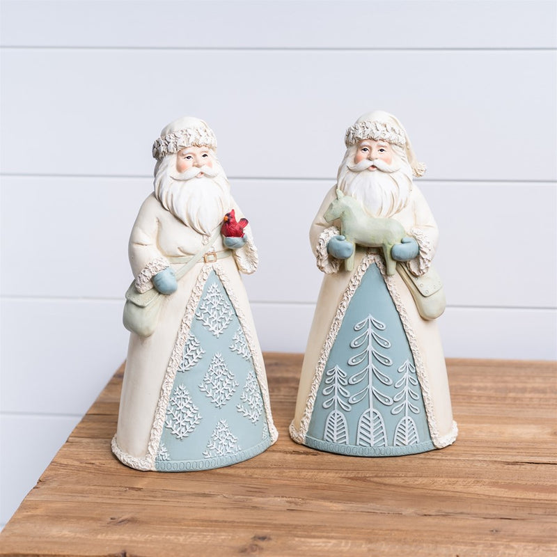 Melrose International Winter Santa Figurine, Set of 2, Cream/Red/Green