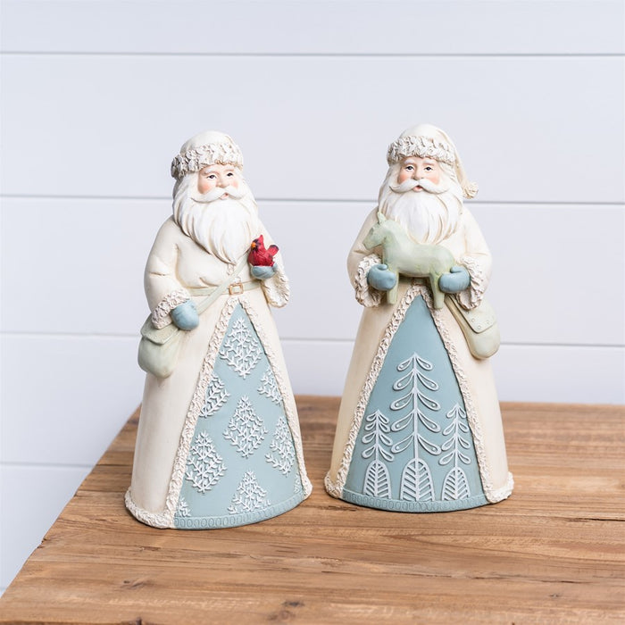 Melrose International Winter Santa Figurine, Set of 2, Cream/Red/Green