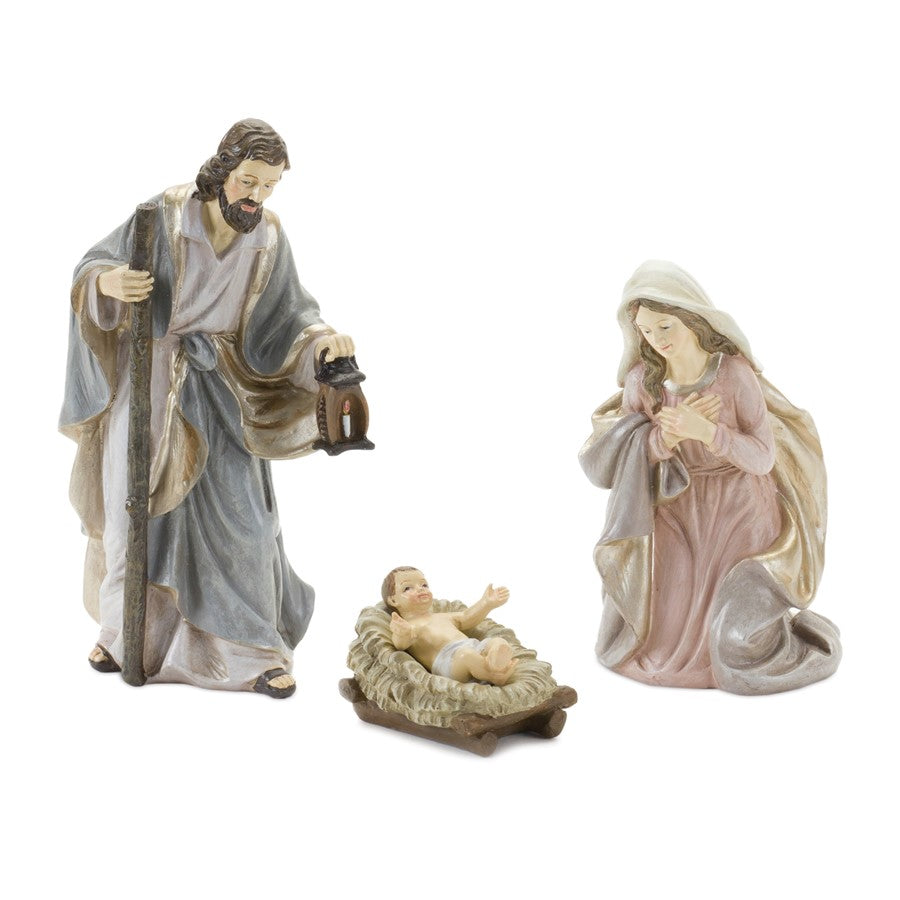 Melrose Holy Family Nativity Figurines, Set of 3, Beige/Blue/Pink - 86151DS