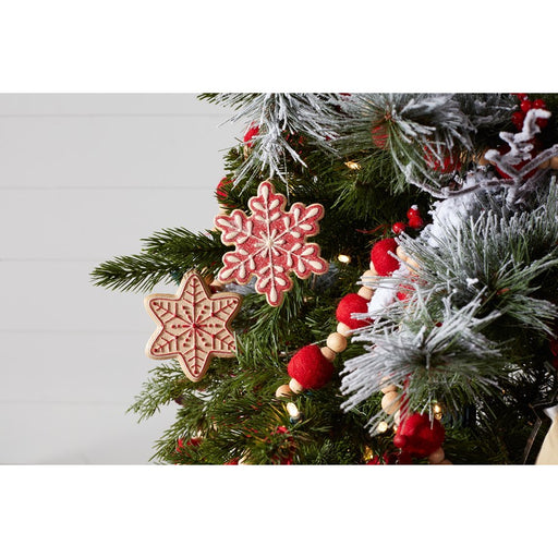 Melrose Gingerbread Snowflake Cookie Ornament, Set of 12, Red/White