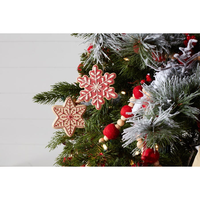 Melrose Gingerbread Snowflake Cookie Ornament, Set of 12, Red/White