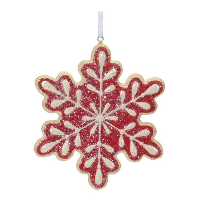 Melrose Gingerbread Snowflake Cookie Ornament, Set of 12, Red/White