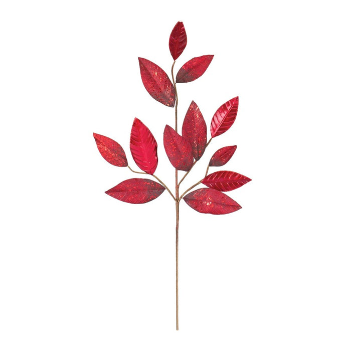 Melrose International Glittered Leaf Spray, Set of 2, Red