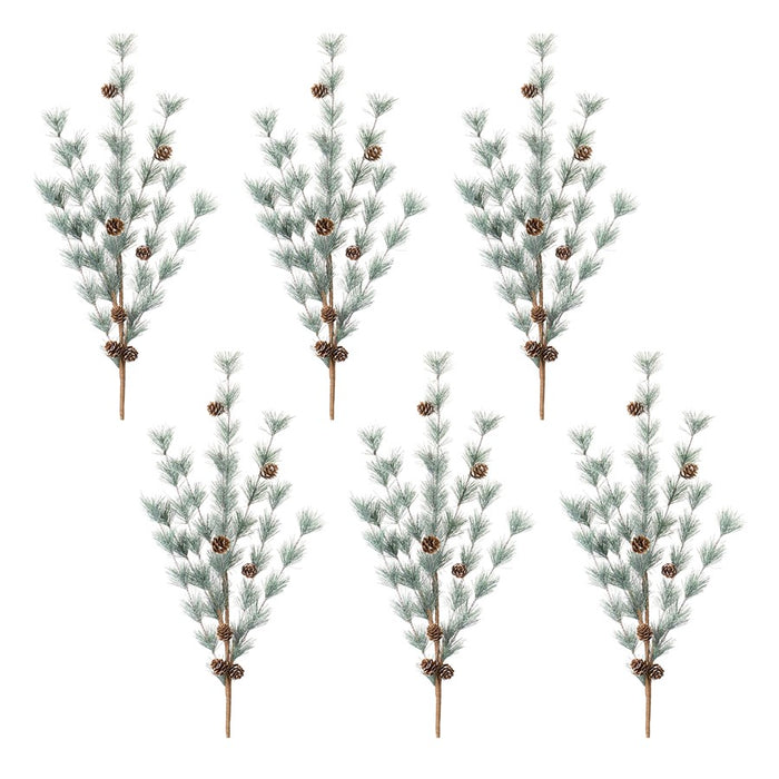 Melrose International Pine/Pinecone Spray, Set of 6, Green/Brown
