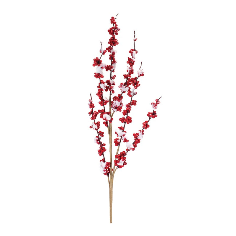 Melrose International Flocked Berry Twig Spray, Set of 12, Red - 86171DS