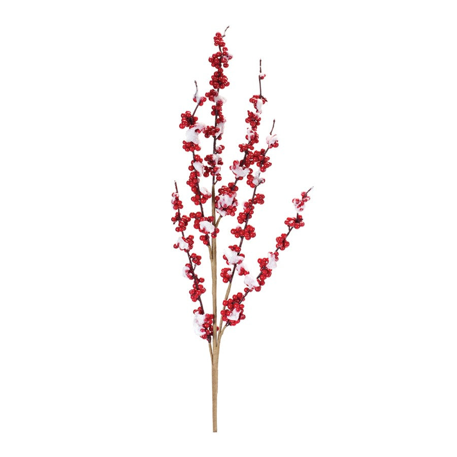 Melrose International Flocked Berry Twig Spray, Set of 12, Red - 86171DS