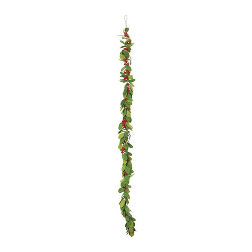 Melrose Fabric Mistletoe String Garland, Set of 2, Green/Red - 86174DS