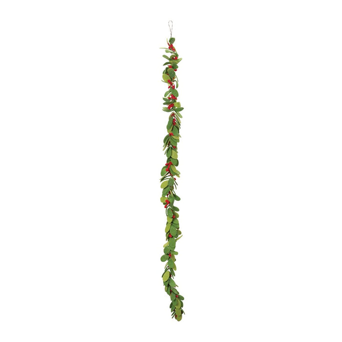 Melrose Fabric Mistletoe String Garland, Set of 2, Green/Red - 86174DS