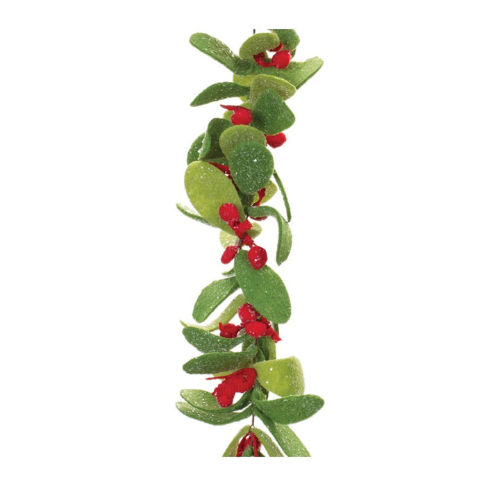 Melrose Fabric Mistletoe String Garland, Set of 2, Green/Red