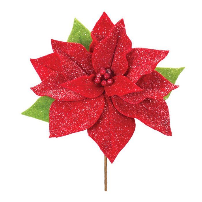 Melrose International Poinsettia Flower Stem, Set of 2, Red/Green - 86177DS