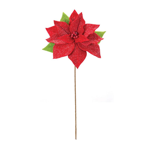 Melrose International Poinsettia Flower Stem, Set of 2, Red/Green