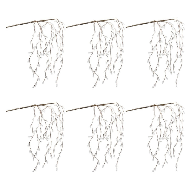 Melrose International Icy Hanging Branch, Set of 6, White