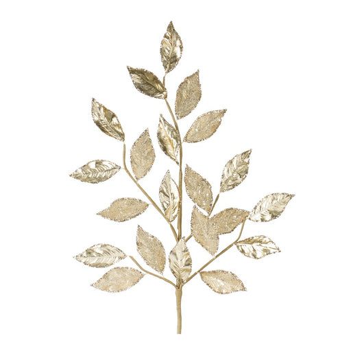 Melrose International Glittered Leaf Spray, Set of 2, Gold - 86187DS
