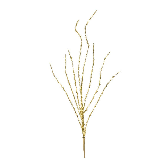 Melrose International Tinsel Branch, Set of 12, Gold/Brown - 86193DS