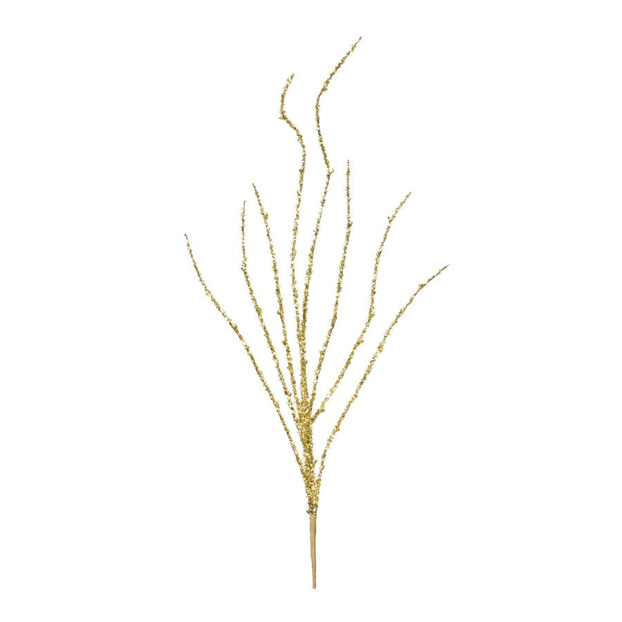 Melrose International Tinsel Branch, Set of 12, Gold/Brown - 86193DS