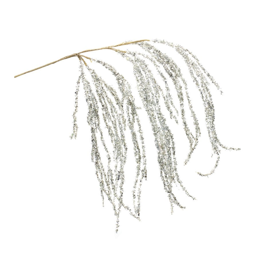 Melrose International Hanging Tinsel Branch, Set of 2, Silver - 86196DS