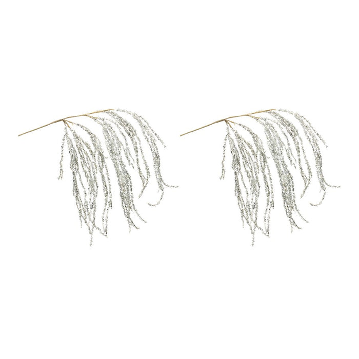 Melrose International Hanging Tinsel Branch, Set of 2, Silver