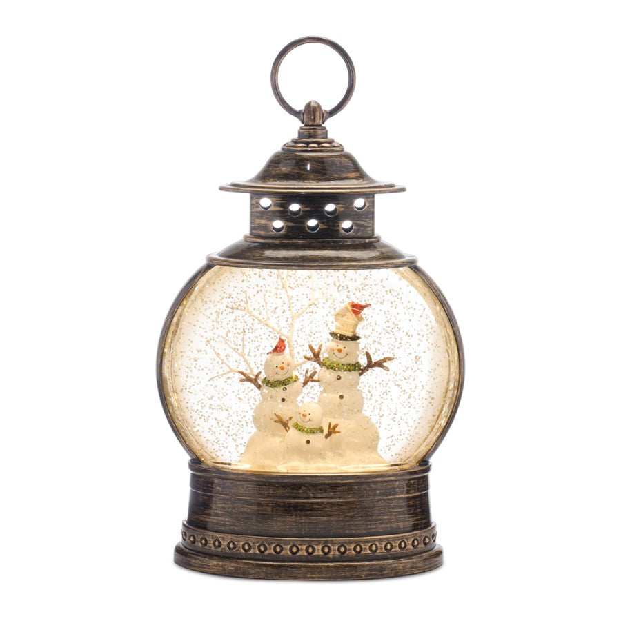 Melrose LED Snow Globe/Snowman Family 11.5"H, Bronze/White - 86211DS