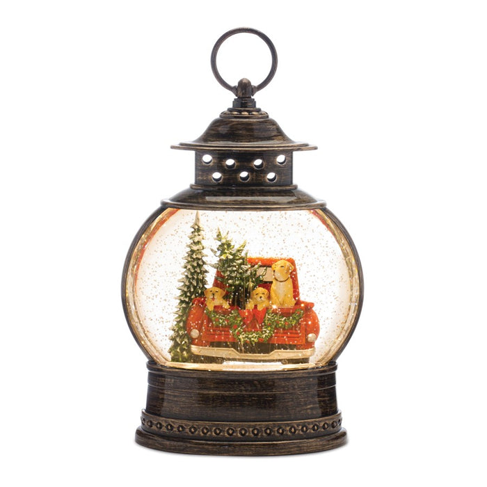 Melrose LED Snow Globe/Pickup Truck 11.5"H, Red/Bronze/Green - 86212DS
