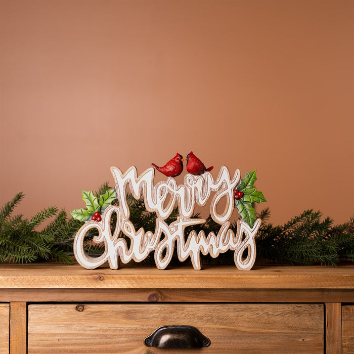 Melrose Merry Christmas Tabletop Sign, Set of 2, White/Brown