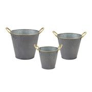Melrose International Metal Aztec Pail Planter, Set of 3, Grey - 86217DS
