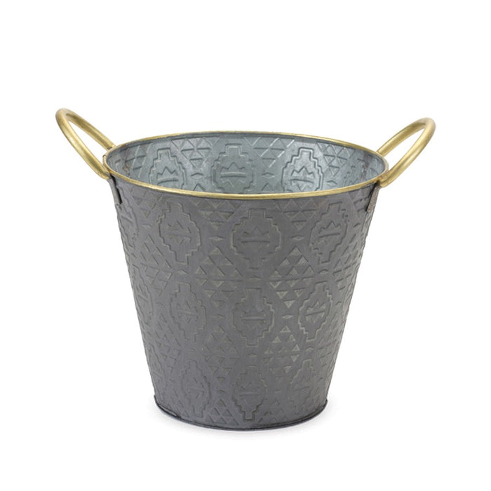 Melrose International Metal Aztec Pail Planter, Set of 3, Grey