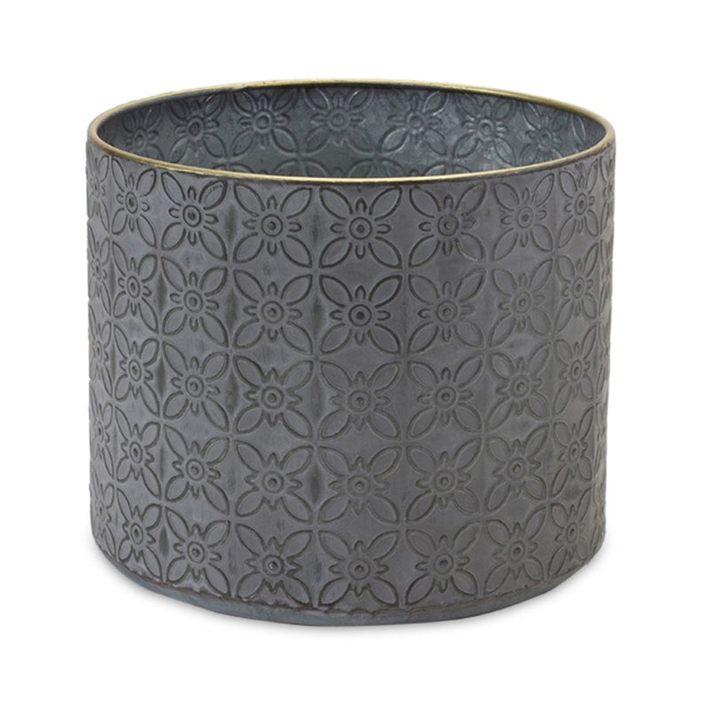 Melrose International Ornate Geometric Metal Planter, Set of 4, Grey