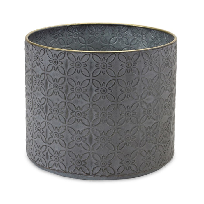 Melrose International Ornate Geometric Metal Planter, Set of 4, Grey