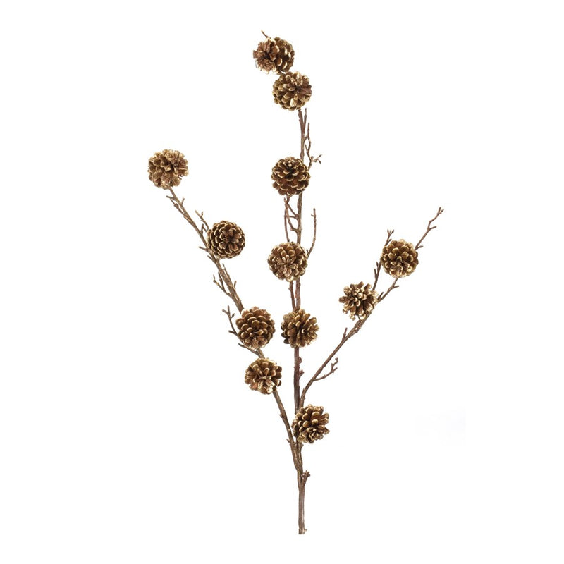 Melrose International Pine Cone Twig Spray, Set of 2, Gold - 86225DS
