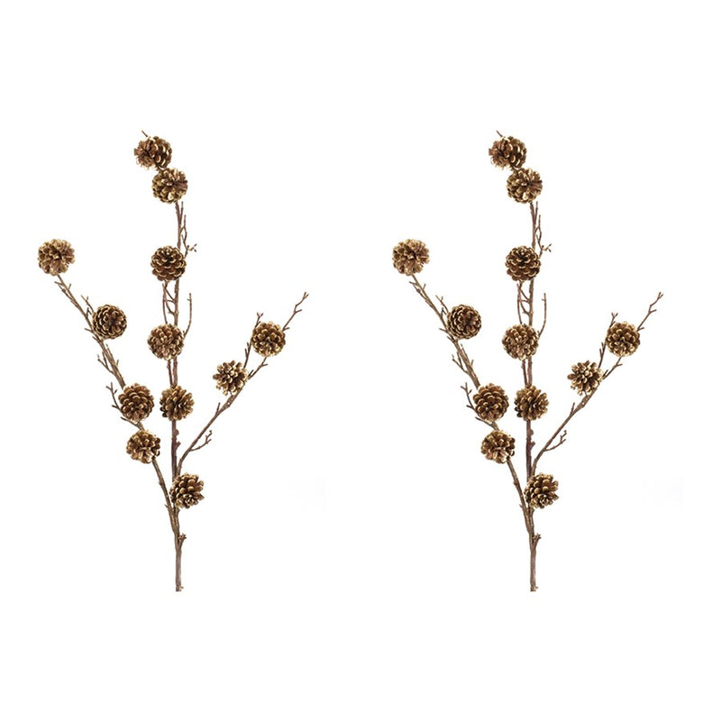 Melrose International Pine Cone Twig Spray, Set of 2, Gold