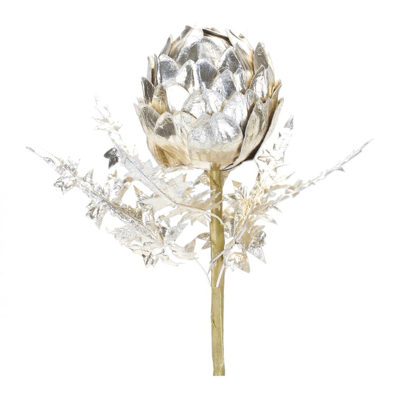 Melrose International Metallic Artichoke Stem, Set of 2, Silver - 86227DS