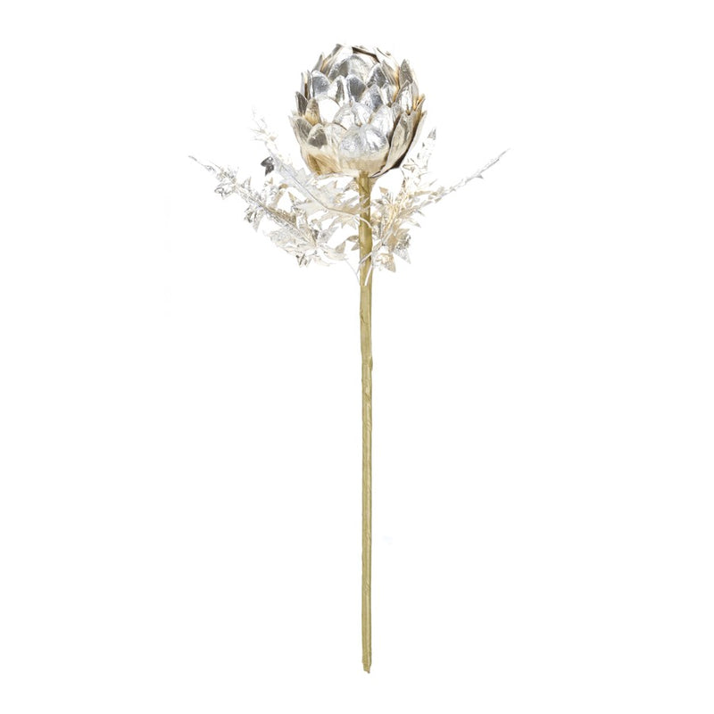 Melrose International Metallic Artichoke Stem, Set of 2, Silver