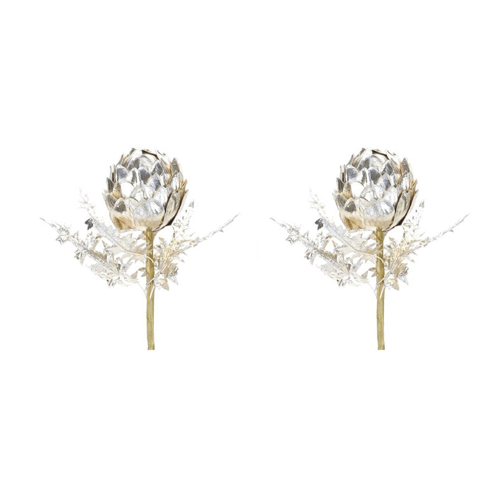 Melrose International Metallic Artichoke Stem, Set of 2, Silver