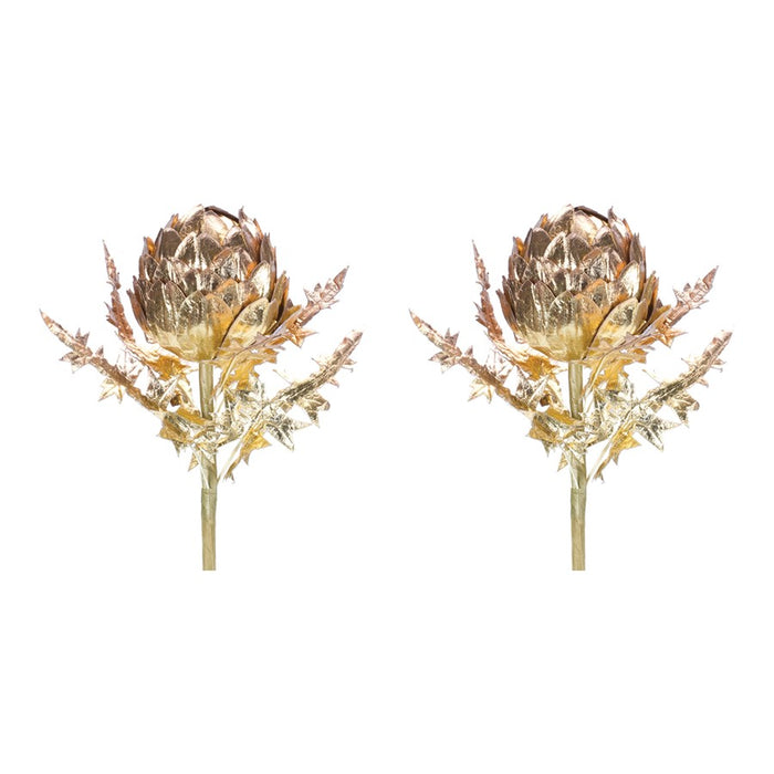 Melrose International Metallic Artichoke Stem, Set of 2, CoppeRed