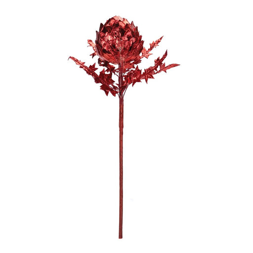 Melrose International Metallic Artichoke Stem, Set of 2, Red