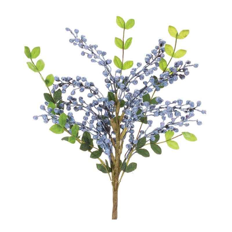 Melrose International Blue Berry Leaf Spray, Set of 6, Green/Blue - 86230DS