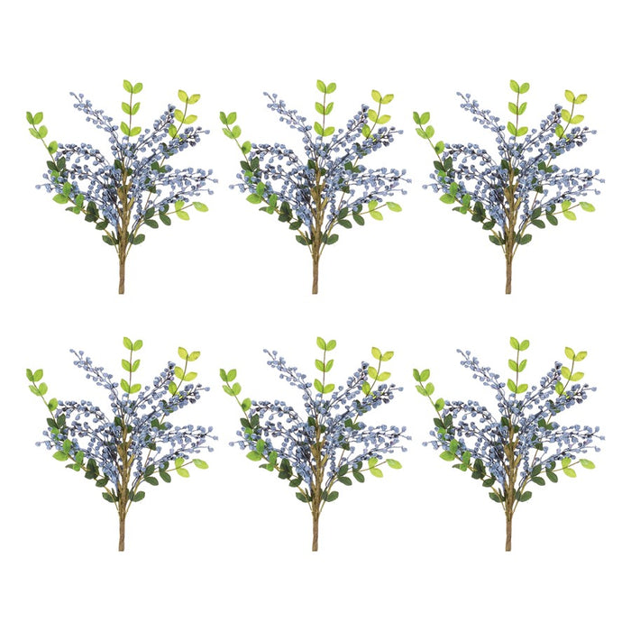Melrose International Blue Berry Leaf Spray, Set of 6, Green/Blue