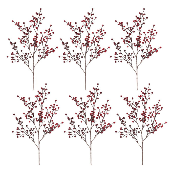 Melrose International Red Berry Spray, Set of 6, Red