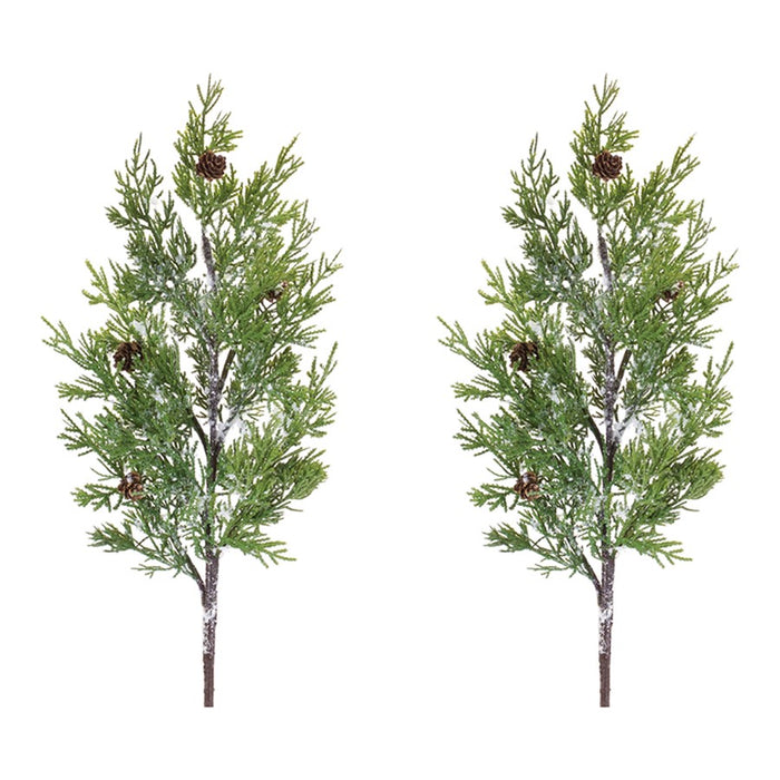 Melrose International Pine Spray, Set of 2, Green/White