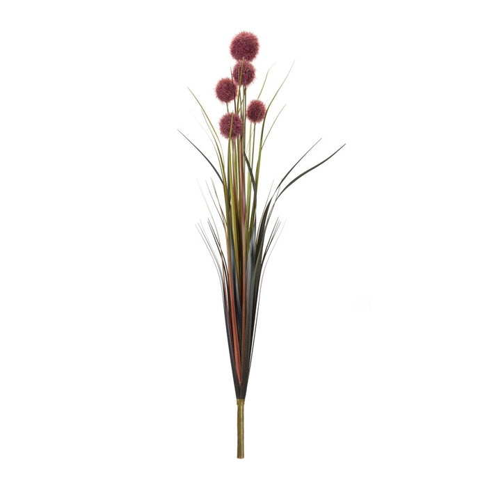 Melrose Burgandy Allium Grass Stem, Set of 6, Green/Purple - 86249DS