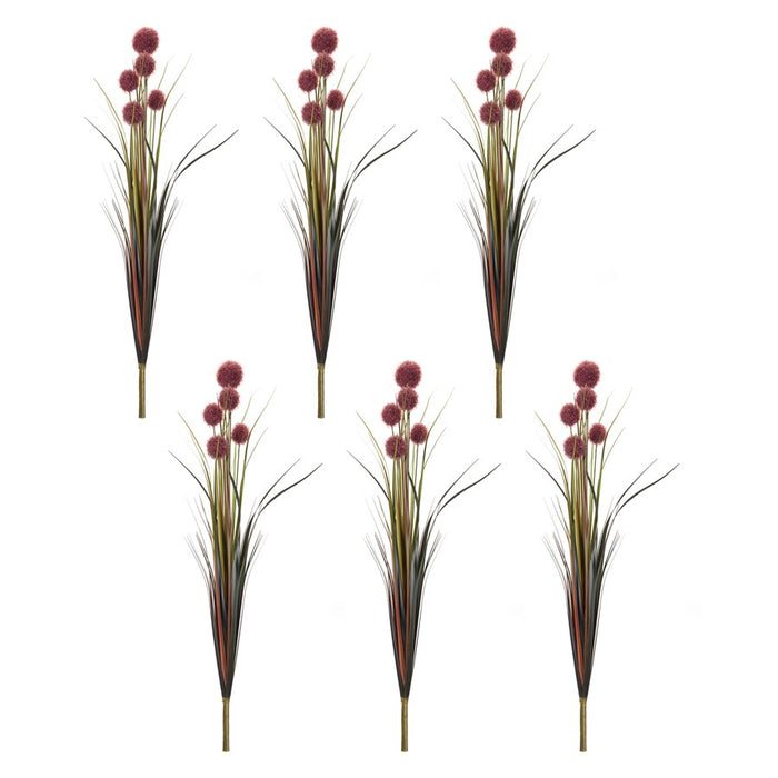 Melrose Burgandy Allium Grass Stem, Set of 6, Green/Purple