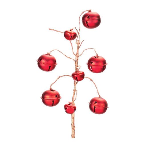 Melrose International Red Sleigh Bell Spray, Set of 6, Red/Brown - 86261DS