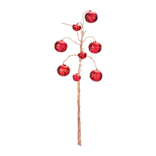 Melrose International Red Sleigh Bell Spray, Set of 6, Red/Brown