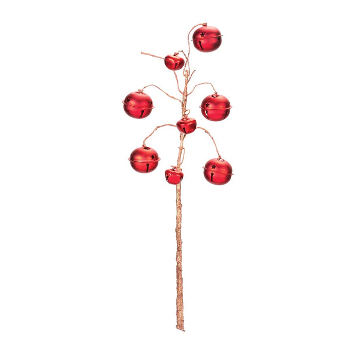 Melrose International Red Sleigh Bell Spray, Set of 6, Red/Brown