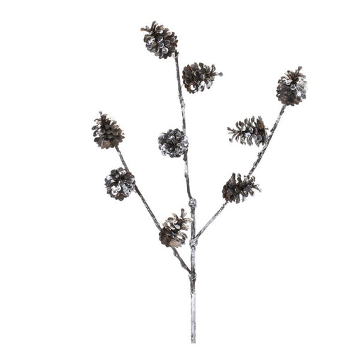 Melrose International Pine Cone Spray, Set of 12, Black/White - 86265DS